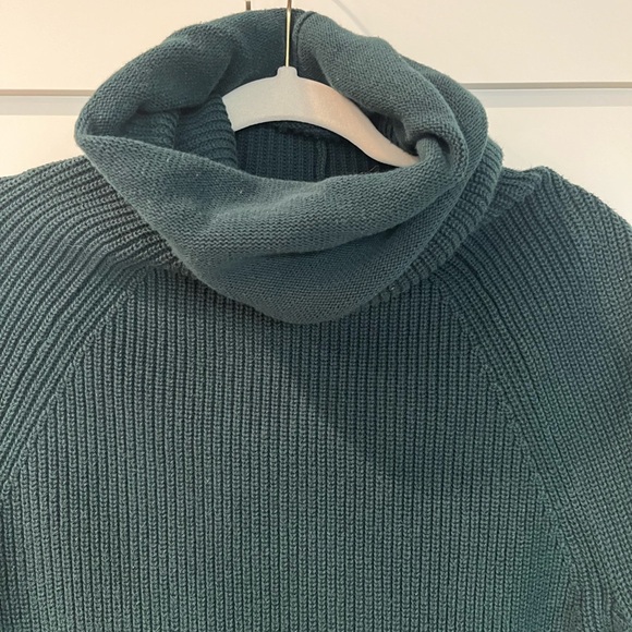 CAbi Cotton Cowl Neck Ruched Pullover Sweater Green S - Picture 6 of 11